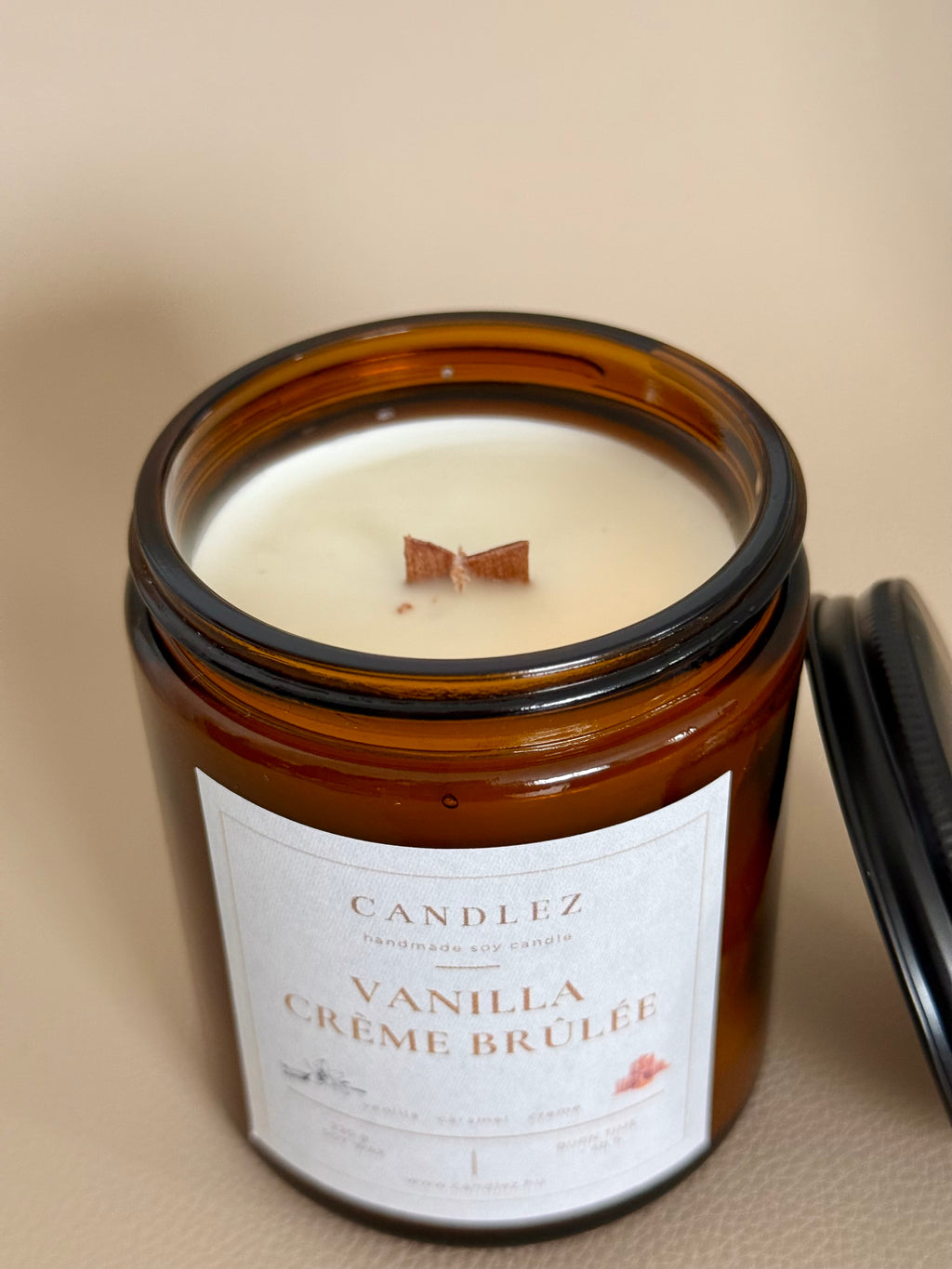 Vanilla Crème Brûlée vaníliás süti illatgyertya fakanóccal