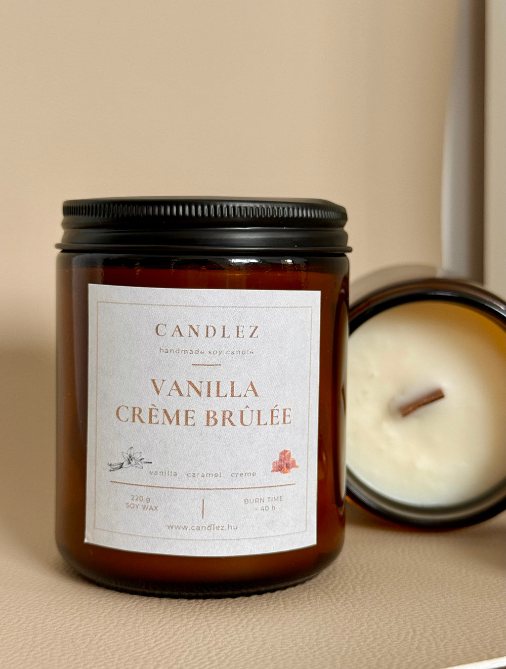 Vanilla Crème Brûlée vaníliás süti illatgyertya fakanóccal