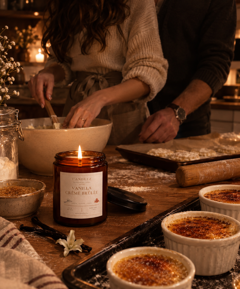 Vanilla Crème Brûlée vaníliás süti illatgyertya fakanóccal